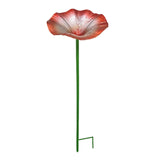 Maxbell Bird Bath Morning Glory Shape with Stand Feeding Bowl for Lawn Patio Outside red