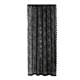 Maxbell 2xBlack Lace Floral Net Curtains Voile Curtains for Study Room Home Decorative 100cmx200cm