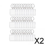 Maxbell 2x30x Acrylic Photo Keychain Pendant Key Ring for Men and Women Family Friends square