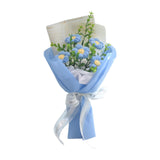 Maxbell Crochet Flower Bouquet Tabletop for Anniversary Photography Props Engagement Blue
