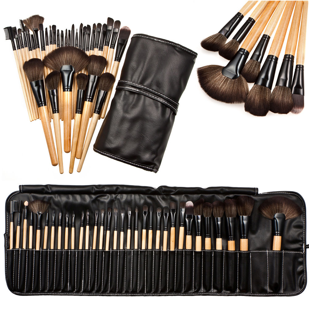 Maxbell 32pcs Soft Cosmetic Eyebrow Shadow Makeup Brush Set with Carry Bag