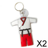 Maxbell 2xTaekwondo Keychain Metal Keyring Cute Bag Charms Key Holder Sports Keychains Red