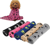 Maxbell Maxbell Warm Gray Fleece Blanket Pet Dog Paw Print Pattern Soft Bed Mat--S