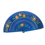 Maxbell Folding Hand Held Fan Versatile Wooden for Performance Dancing Props Wedding blue