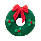 Christmas Couch Pillow Novelty Sitting Pillow for Festival Living Room Indoor 35x35 cm Green Wreath