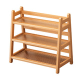 Maxbell Syrup Bottle Display Stand Kitchen Counter Shelf for Tabletop Vanity Kitchen Wood Color
