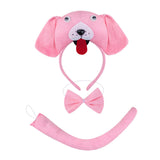Maxbell Animal Headband Tail Bowtie Set Party Cosplay Prop for Dress up Pink