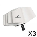 Maxbell 3xAutomatic Folding Umbrella Men Travel Umbrella for Trips Outdoor Beach White