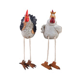Maxbell 2x Easter Chicken Statues Long Legs Creative Funny Craft for Lawn Patio Farm
