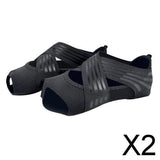 Maxbell 2xNon Skid Women Barre Yoga Shoes Pilates Grip Socks Flexible Machine Wash Black S