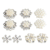 Maxbell 10 Pieces Mixed Diamond Flower Center Buttons Pearl Embellishment for Bouquet, DIY Wedding Craft, Scrapbooking Card, Flat back Rhinestone Embellishment - Aladdin Shoppers