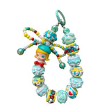 Maxbell Keyring Bracelet Beads Bag Pendant Wristlet Phone Charm Hanging Ornament Cyan