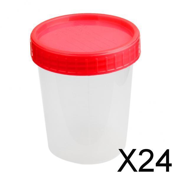Maxbell 24x120ml 4oz Plastic Graduated Measuring Specimen Cup Sterile Container w/ Lid