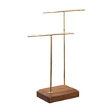 Maxbell Earring Display Stand Jewelry Display Stand for Selling Tabletop T Bar Stand 2 Laywer Brown Wood