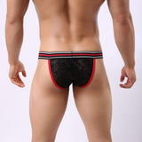 Maxbell Mens Sexy Briefs Lace Underwear See Through Thongs T-back G-string Black M - Aladdin Shoppers