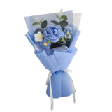 Maxbell Crochet Flowers Bouquet Finished for Mother Day Thanksgiving Day Anniversary blue