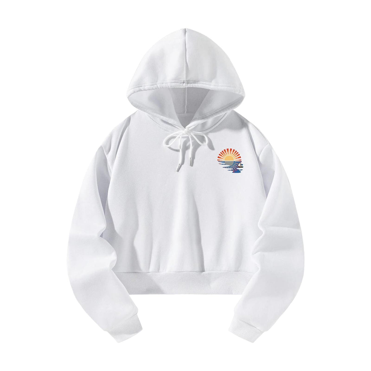 Maxbell Womens Crop Top Hoodie Sweatshirt Pullover Sweatshirt for Work Autumn Hiking S White