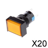 Maxbell 20xDC 12V Push Button Momentary Self Reset Square Switch with LED Light  Yellow