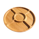Maxbell Divided Wood Serving Tray Round Appetizer Tray for Fruit Brunch Plate Cheese