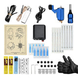 Maxbell Maxbell Complete Tattoo Kit Rotary Tattoo Machine Power Supply Ink Cup Needle Set Blue