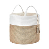 Maxbell Woven Basket Washing Clothes Organizer for Laundry Room Home Bedroom White
