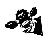 Maxbell 2D Peeping Cow Metal Art Garden Decoration Wall Sign for Entrance Lawn Patio