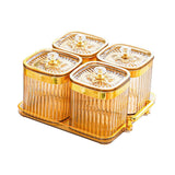 Maxbell Dried Fruit Tray with Lid Divided Serving Dishes for Candy Appetizer Cookies Gold 4 Grid