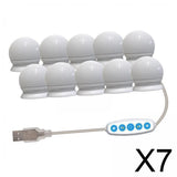 7x10 LED  Makeup Vanity Mirror Lights Bulbs Dimmable Tabletop or Wall