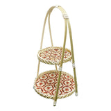 Maxbell Maxbell Handwoven Fruit Basket Rustic Handmade Food Storage Basket for Wedding Table 2 Layer Red