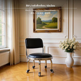 Maxbell Rolling Low Stool with Universal Casters, Small Upholstered Footstool, PU Leather Round & Square Seats, Multi-Height choices for Living Room, Kids, Housework, Modern Black & Red Black Square Back