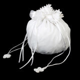 Maxbell 4xSatin Pearl Rhinestone Wedding Bridal Dolly Bag Handbag Ivory 22.5x17cm