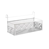 Maxbell Dorm Bed Shelf Simple Bed Metal Storage Basket for Dorm Bunk Books Magazines White
