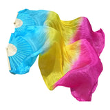 Maxbell Silk Belly Dance Fan Bamboo Long Fans Veils for Costume Accessories Carnival blue yellow rose red