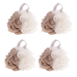 Maxbell Maxbell 4Piece Bath Shower Mesh Sponge Pouf Scrubber Puff for Body Bathing Coffee