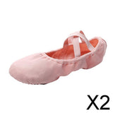 Maxbell 2xCanvas Ballet Slipper Split-Sole Shoes Fitness Gymnastics Flats Pink_33