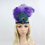 Womens Peacock Feather Fascinator Headpiece Headband Dress Fancy Purple