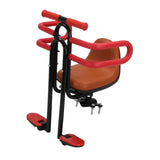 Maxbell Child Bike Seat Heavy Duty Carbon Steel for Electric Bike Padded Sponge Seat Brown with Handlebar