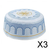 Maxbell 3xIslamic Muslim Mens Prayer Kufi Hat Skull Cap Turkish Namaz Topi Blue