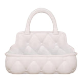 Quilted Tabletop Basket Cute Desktop Organizer for Home Cosmetics Decoration White