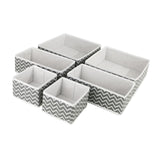 Maxbell 6x Drawer Organizer Storage Bins Closet Organization for Lingerie Bras Belts Wave Pattern Gray