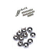 Maxbell 20pcs Cone Spikes Screwback Studs +100pcs Round Studs Spots Nailheads 6mm Silver