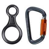Maxbell 35KN Figure 8 Belay Device Rappelling Ring + 28KN Self Locking Carabiner Mountaineering Rock Climbing Safety Rescue Gear - Aladdin Shoppers