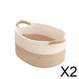 Maxbell 2xCotton Rope Woven Baskets for Organizing Portable Cat Dog Toy Bin Toy Basket 22cmx16cmx11cm