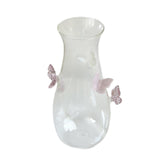 Maxbell 3D Butterfly Vase Jar Handcraft Home Decor Bottle for Gift Party Living Room Pink and White