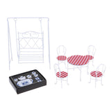 Maxbell 1/12 Dollhouse Miniature Garden Decor Table Chair Tea Set Swing Seat White