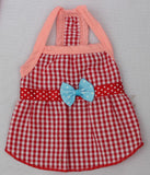 Maxbell Maxbell Puppy Dress Pet Dog Vest T Shirt Plaid Summer Apparel Bowtie Costume Red-XL