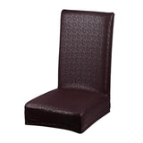 1pc Elastic Solid PU Leather Chair Cover Wedding Restaurant Chair Slipcover coffee