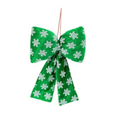 Maxbell Christmas Snowflake Wreath Bow Novelty Door Hanger for Window Events Outdoor Green