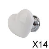 Maxbell 14xHeart Shaped Ceramic Door Drawer Cabinet Handle Pull Knob Hardware White_L