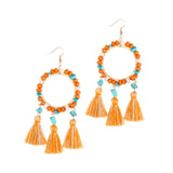 Christmas Tassels Earrings Boho Design Trendy for Travel Banquet Anniversary Orange